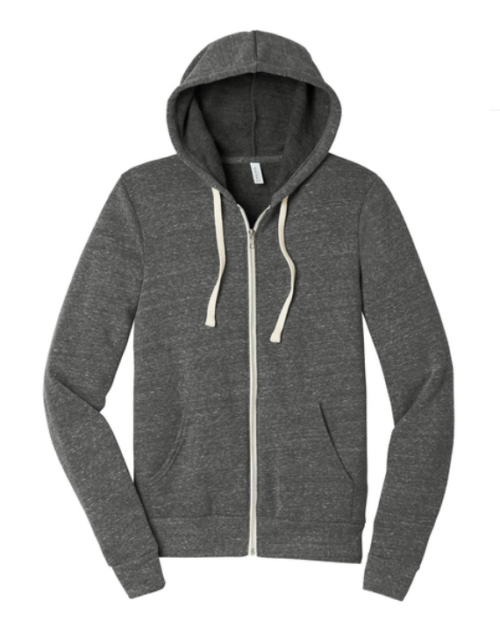 unisex triblend full zip hoodie