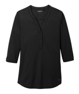 ogio women's henley polo 3/4 sleeve