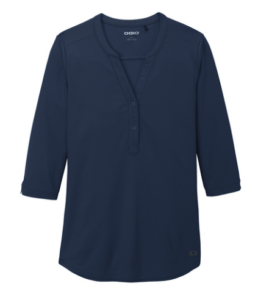 ogio women's henley polo 3/4 sleeve
