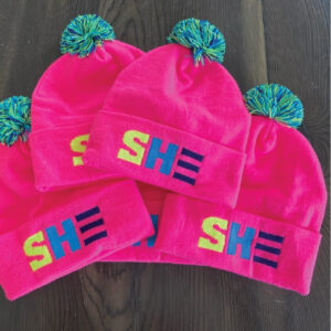 SHE Health - Custom Woven Pom Pom Beanie