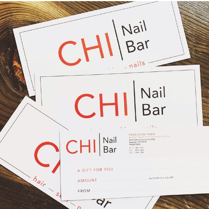 Chi Nail Bar - Custom Branded Gift Certificate Design & Printing